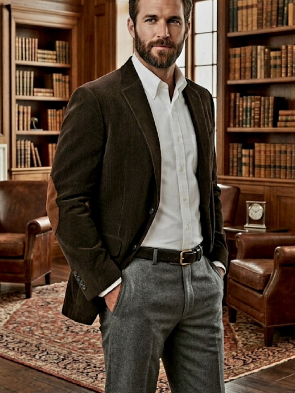 Chaps Corduroy Sport Coat Brown Elbow Patch